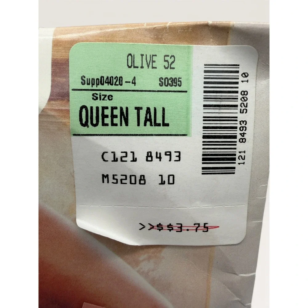 Vtg JCPenney Sheer Caress Control Top Pantyhose Olive Queen Tall USA Made Drag